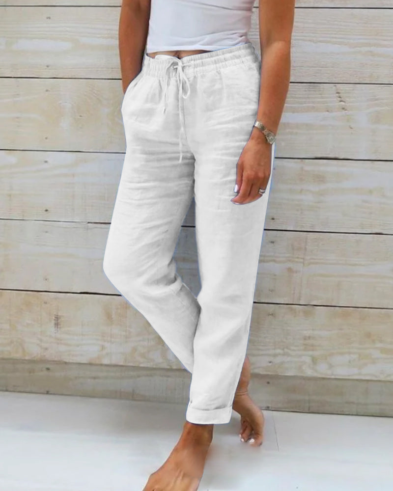 Adelina™ - Hose mit Gummizug aus Baumwolle und Leinen