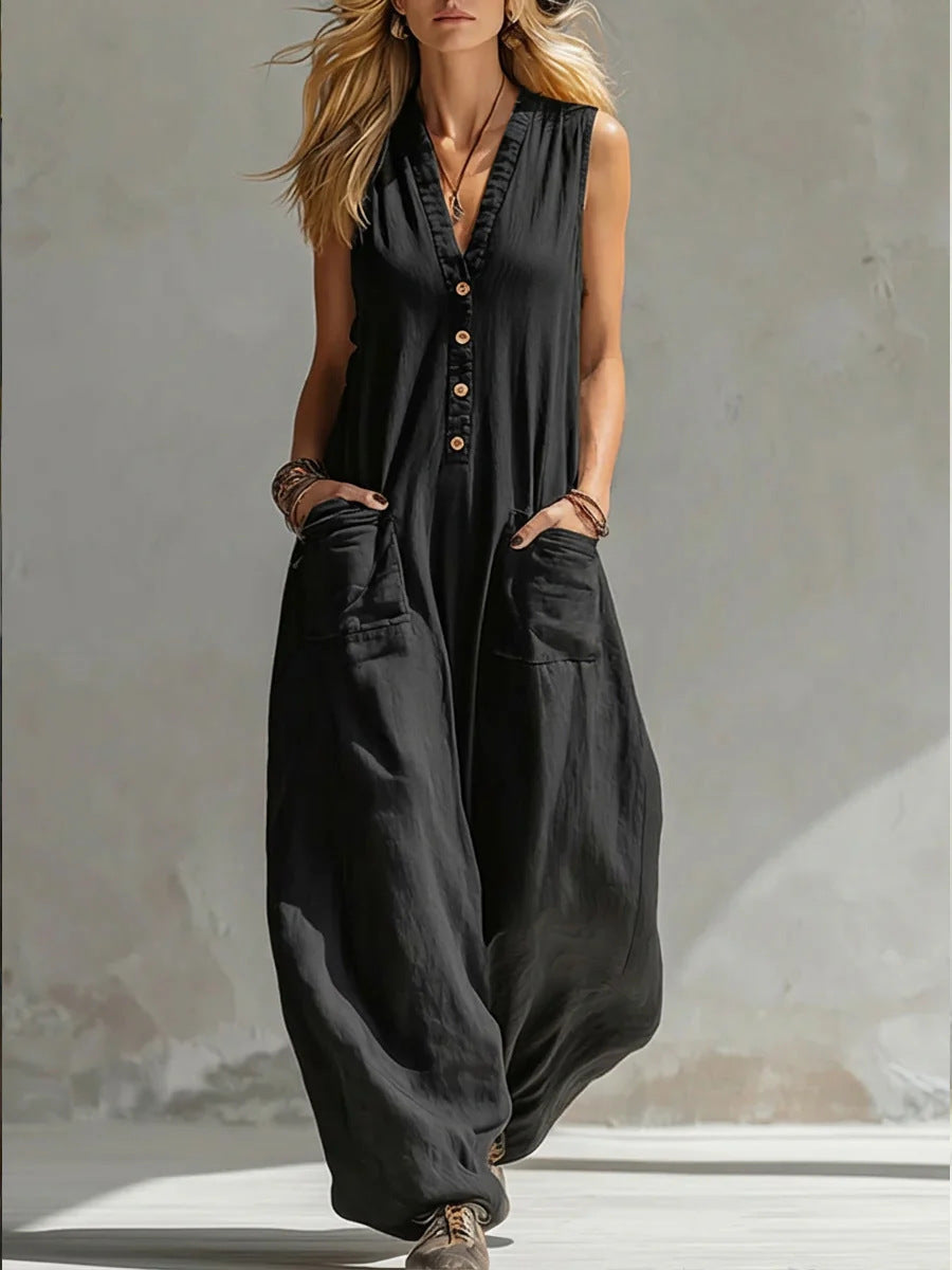 Farella - Jumpsuit mit weitem Bein und lockerer Passform