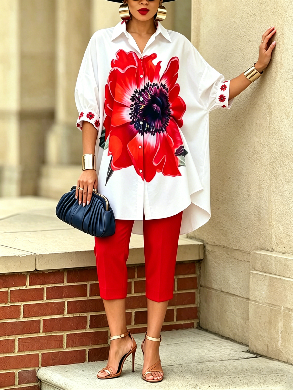 Damen Zweiteiliges Set mit Floralprint – Eleganter Moderner Stil