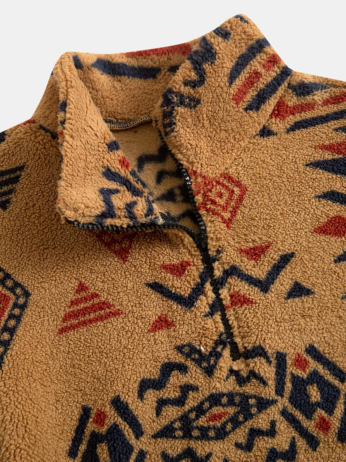 Jacco – Sweatshirt aus Fleece mit halbem Reißverschluss und geometrischem Print