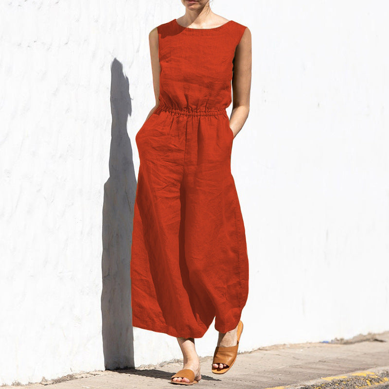 Gerader Jumpsuit mit Falten am Revers ohne Gürtel - Nora