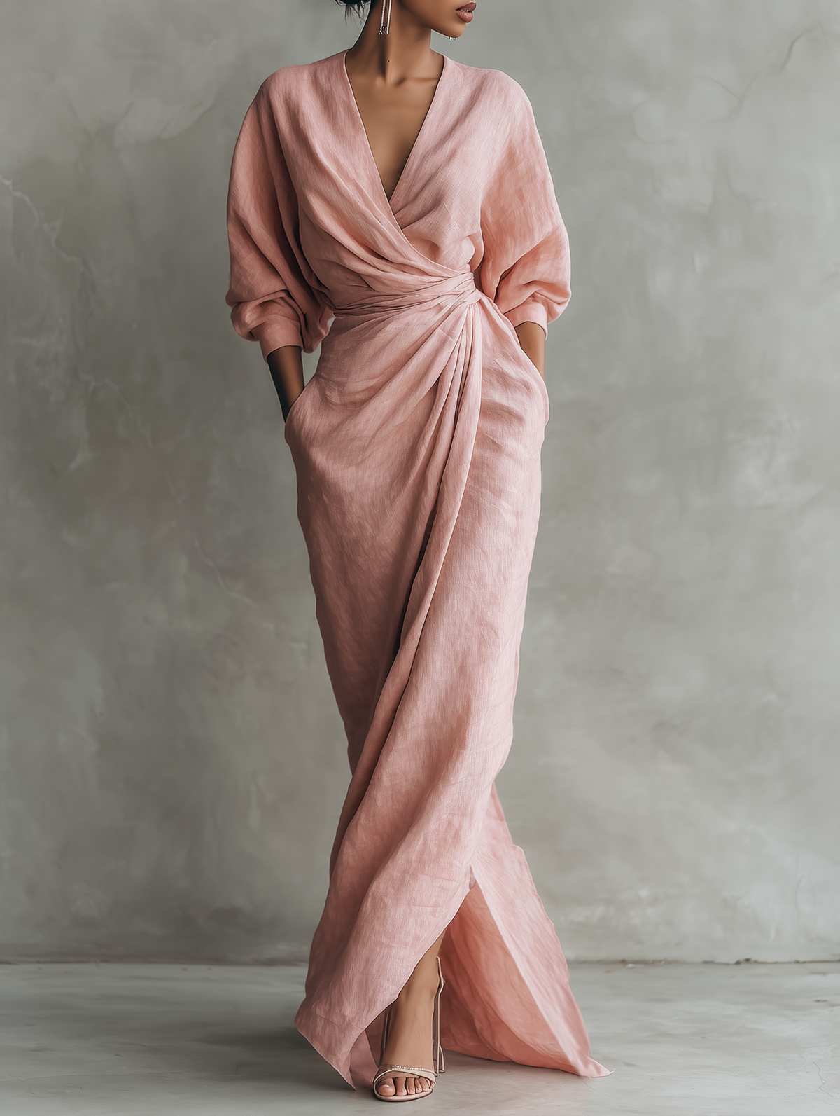 Konika – Minimalistisches Maxikleid Mit V-Ausschnitt