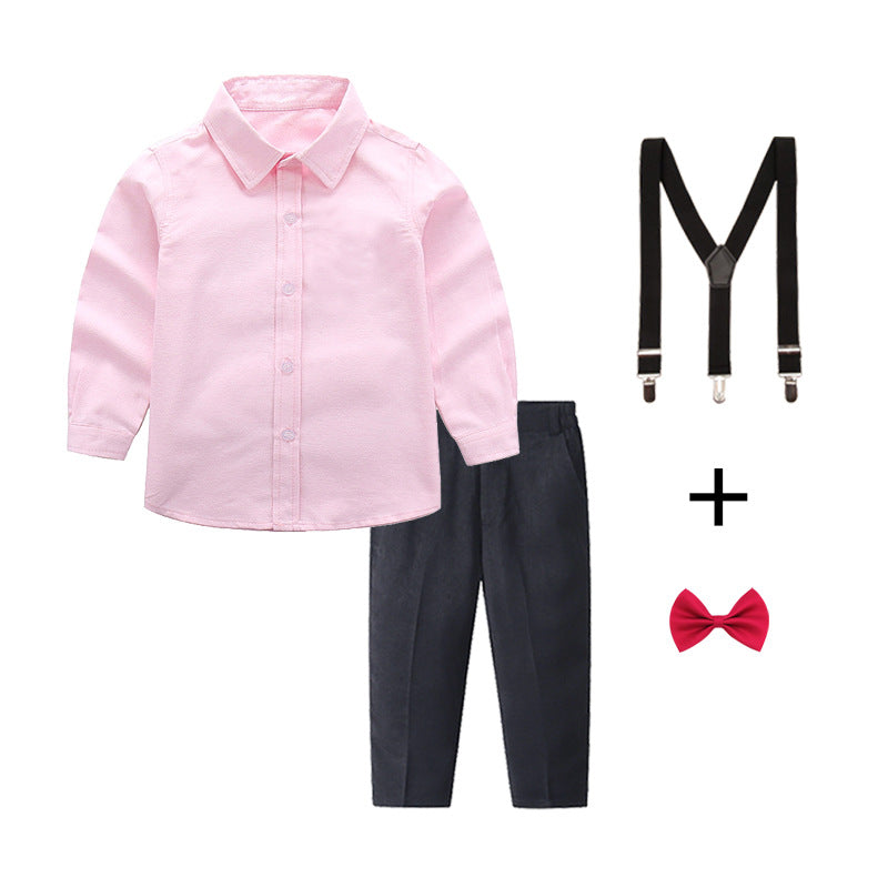 Damen elegantes Outfitset mit Hemd, Hose, Hosenträgern und Krawatte Drune