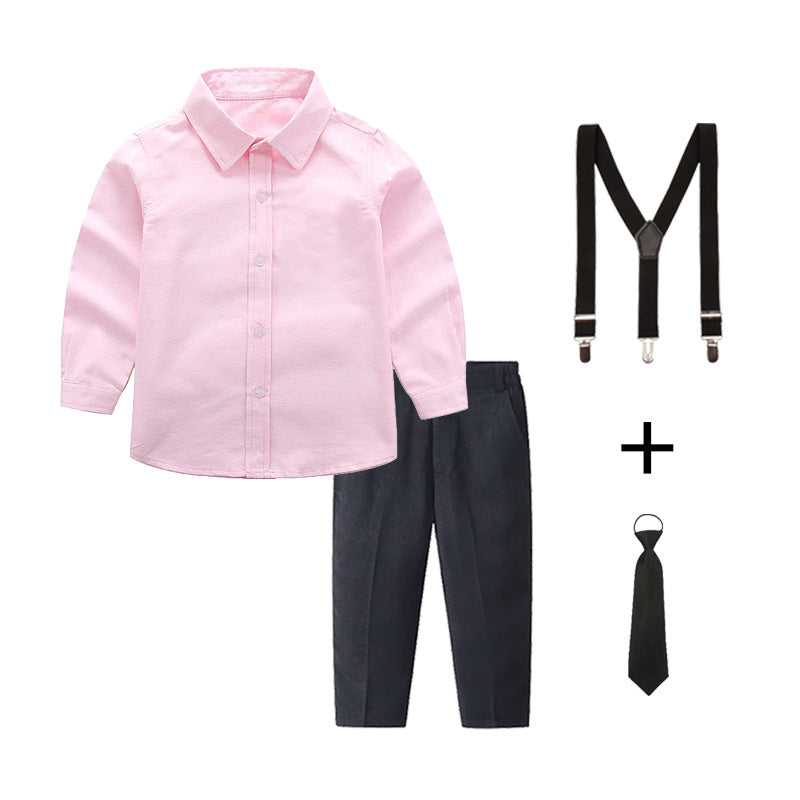 Damen elegantes Outfitset mit Hemd, Hose, Hosenträgern und Krawatte Drune