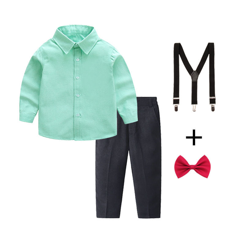 Damen elegantes Outfitset mit Hemd, Hose, Hosenträgern und Krawatte Drune