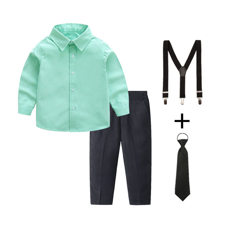 Damen elegantes Outfitset mit Hemd, Hose, Hosenträgern und Krawatte Drune