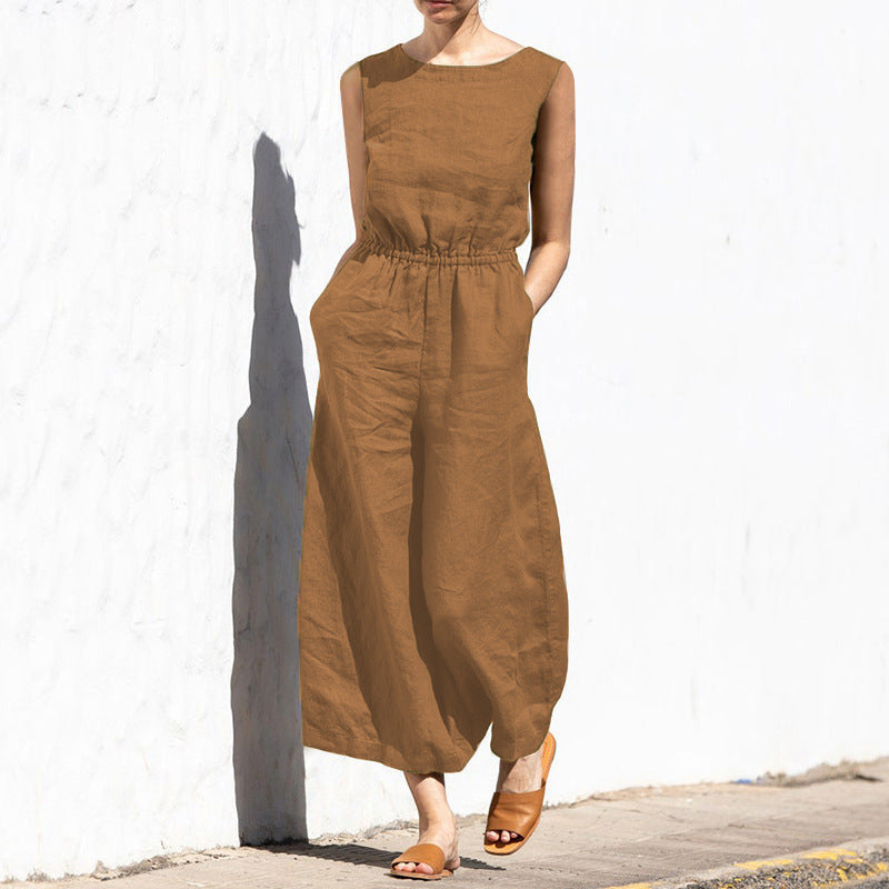 Gerader Jumpsuit mit Falten am Revers ohne Gürtel - Nora