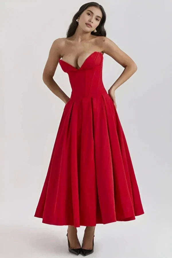 Larissa | Damen Korsett Midi Kleid Besondere Anlässe – Korsett Midi Elegant 2026