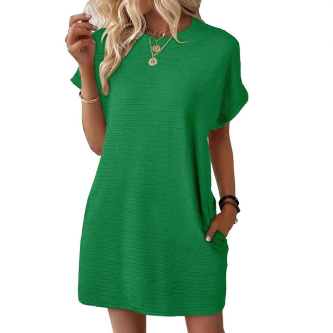 Clariss | Damen T-Shirt Kleid Kurzarm Rundhals Mini Sommer