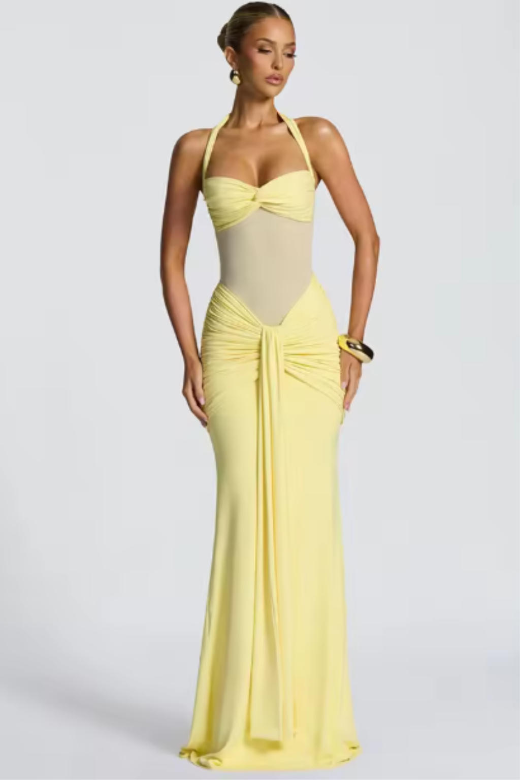 Céline | Damen Neckholder Maxikleid Raffung Hochzeitsgast – Halter Maxi 2026