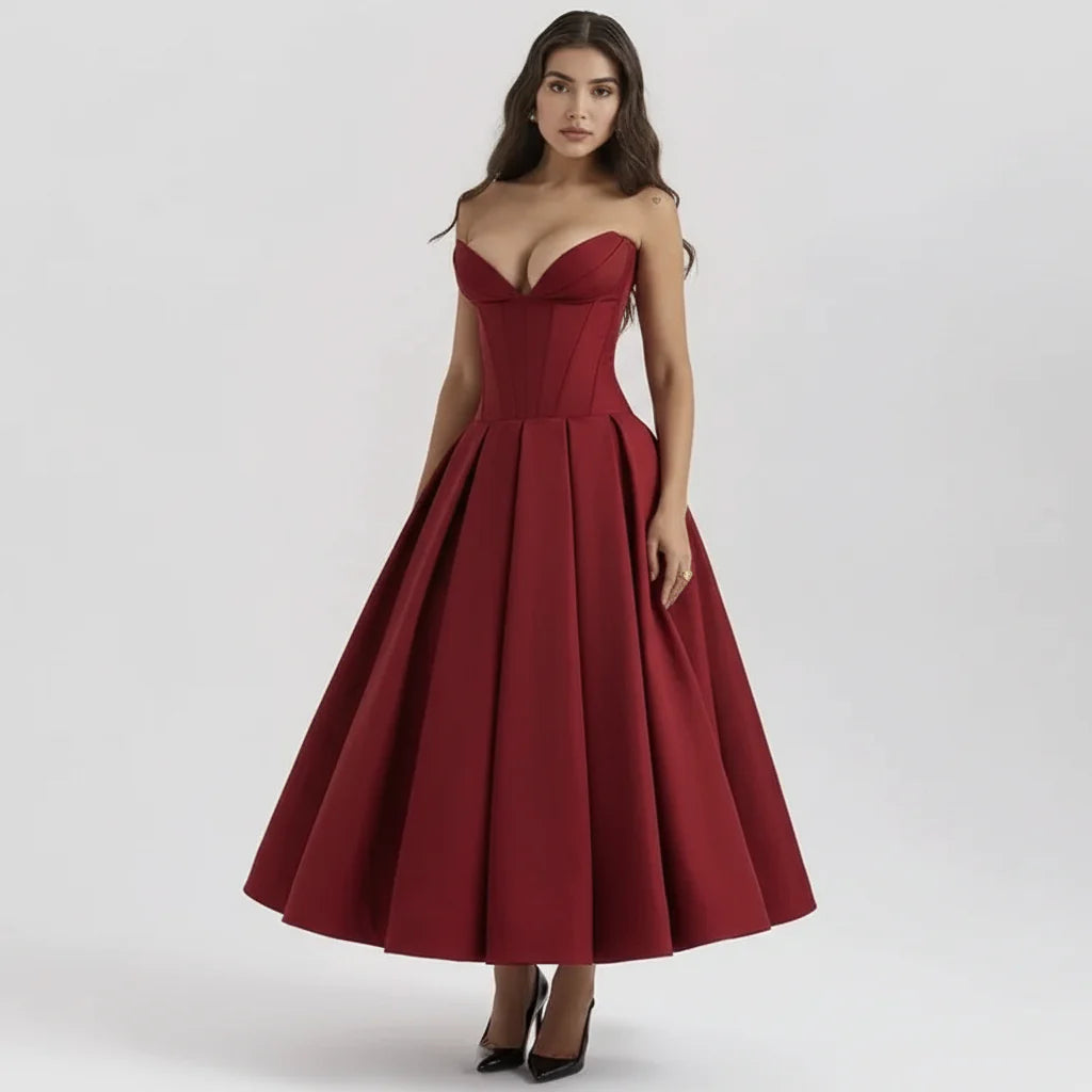 Larissa | Damen Korsett Midi Kleid Besondere Anlässe – Korsett Midi Elegant 2026