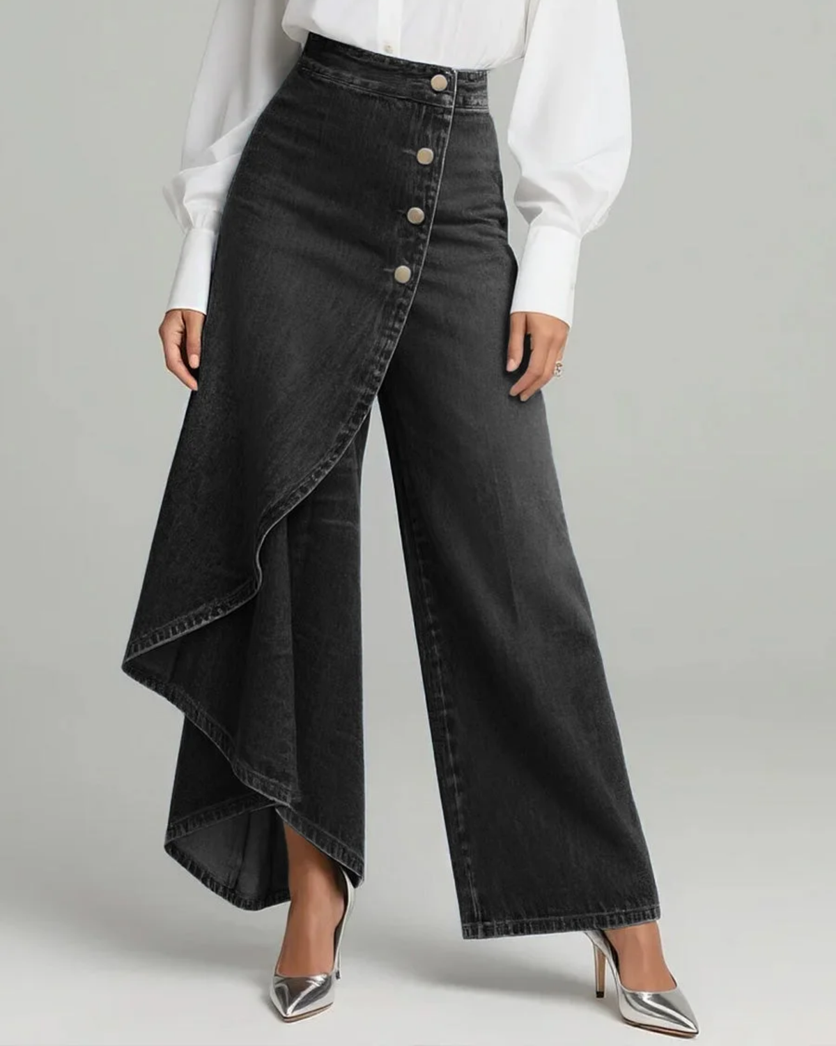 Mevaya - Softtouch-Jeans mit Wickelfront