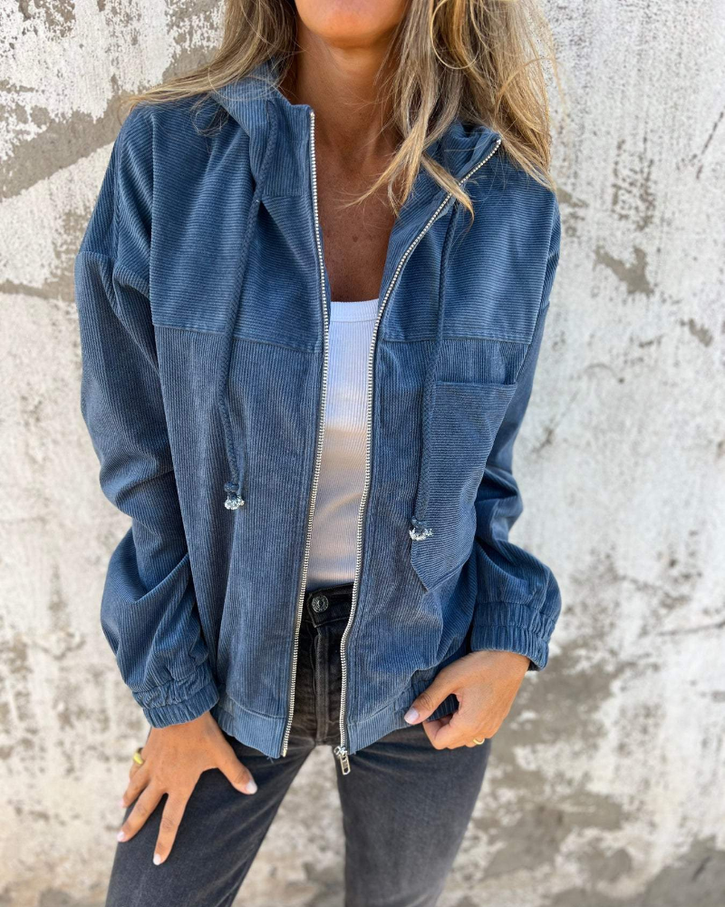 Ella | Damen Cord-Kapuzenjacke – Corduroy Hoodie Jacke