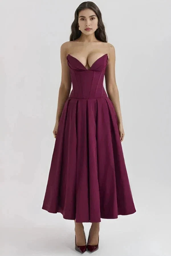 Larissa | Damen Korsett Midi Kleid Besondere Anlässe – Korsett Midi Elegant 2026