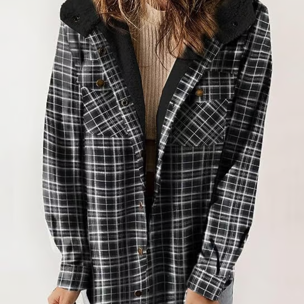 Amira-Karierte Kapuzenjacke – Lässiger Herbst-Look