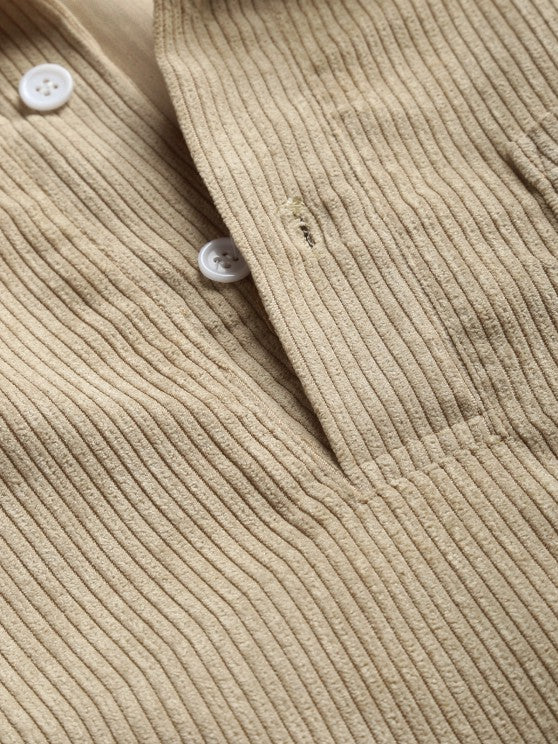 Herren Corduroy Langarmhemd mit halber Knopfleiste