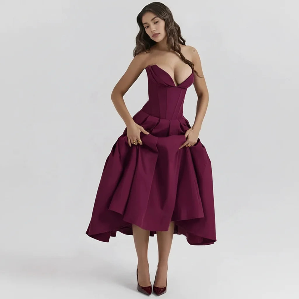 Larissa | Damen Korsett Midi Kleid Besondere Anlässe – Korsett Midi Elegant 2026