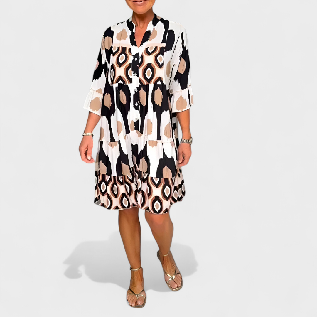 Suciana – Boho Drucken Kleid mit V-Ausschnitt