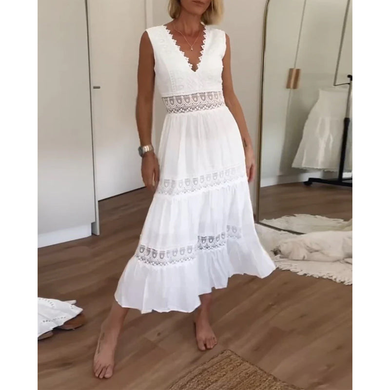 Stella™ - Bequemes V-Ausschnitt Spitzen-Topkleid