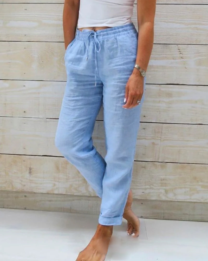 Adelina™ - Hose mit Gummizug aus Baumwolle und Leinen