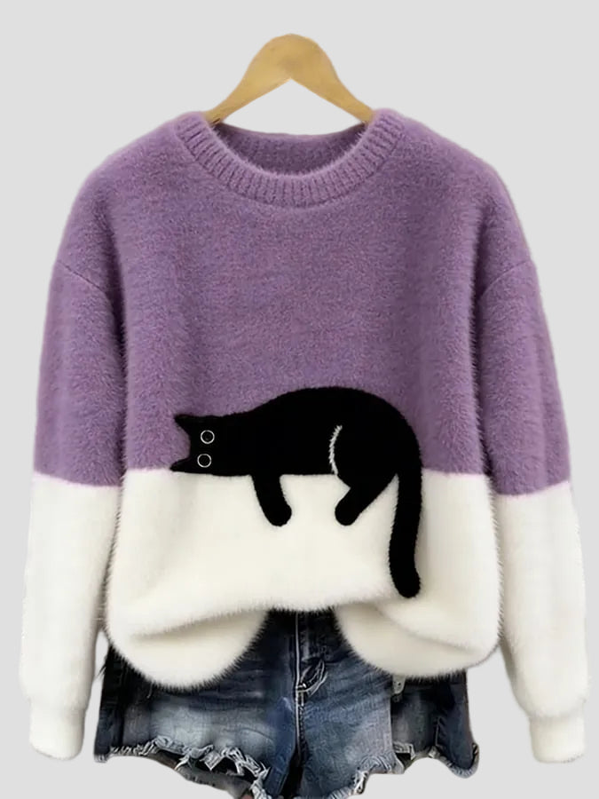 Luna | Damenpullover mit Katzenmotiv