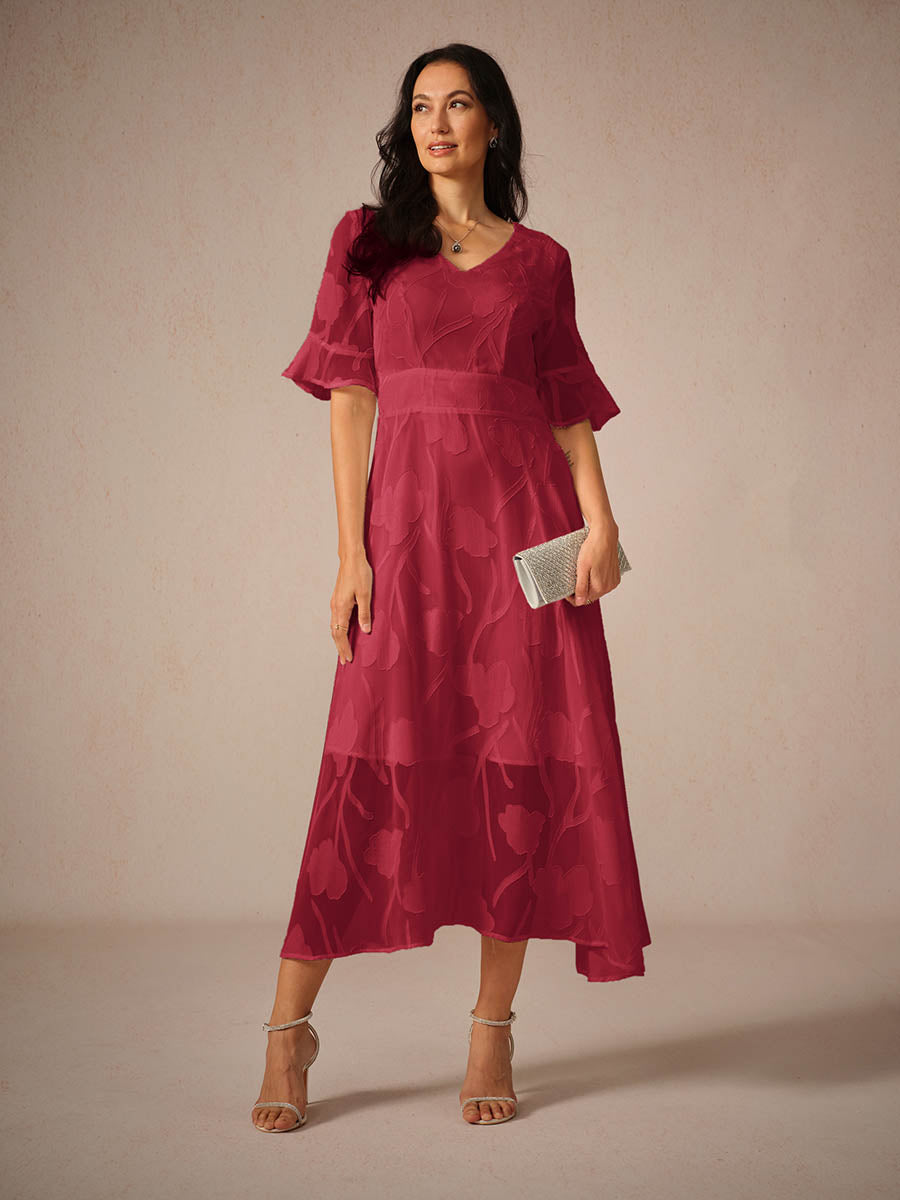 Aishana Damen kurzarm bedrucktes Midi Kleid