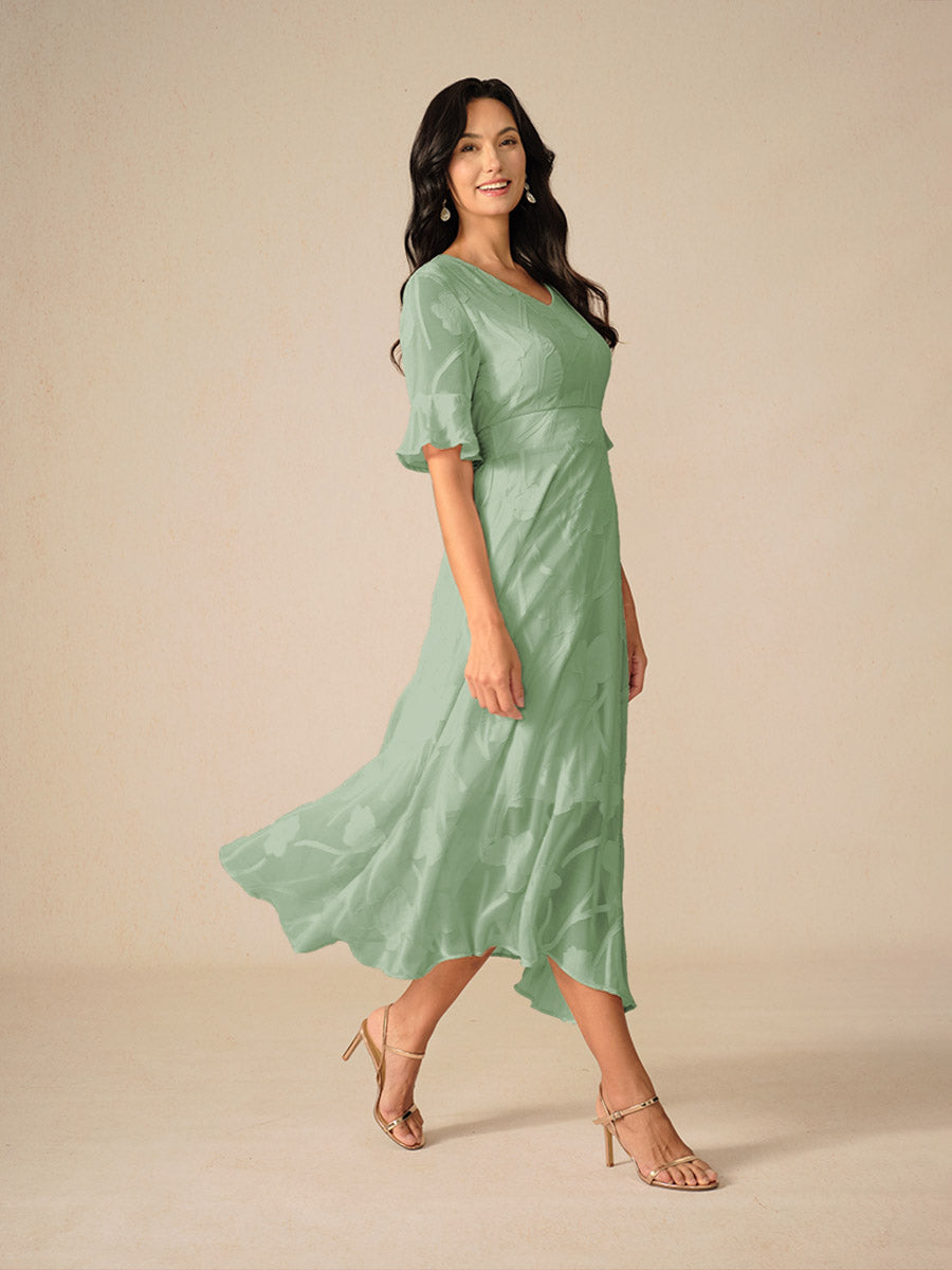 Aishana Damen kurzarm bedrucktes Midi Kleid
