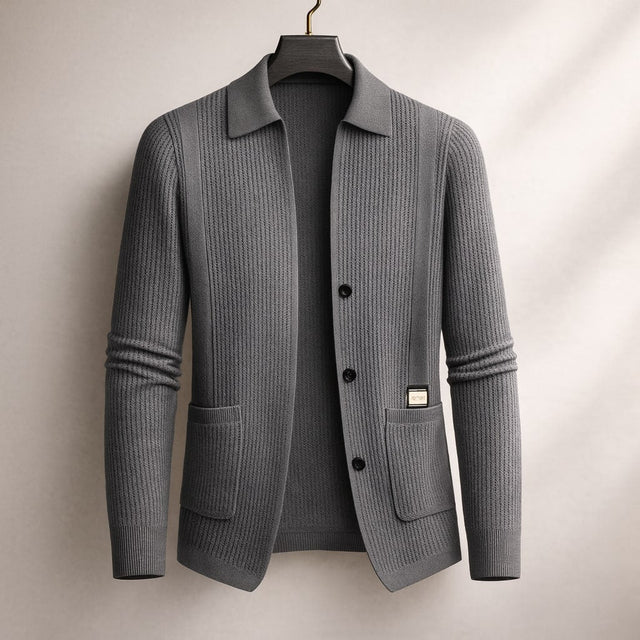 Nawed – Slim Fit Strickjacke Mit Reverskragen