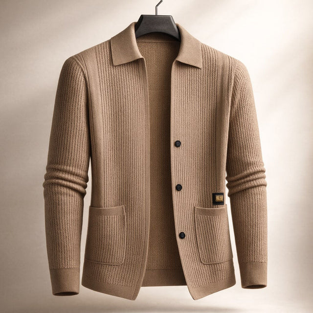 Nawed – Slim Fit Strickjacke Mit Reverskragen
