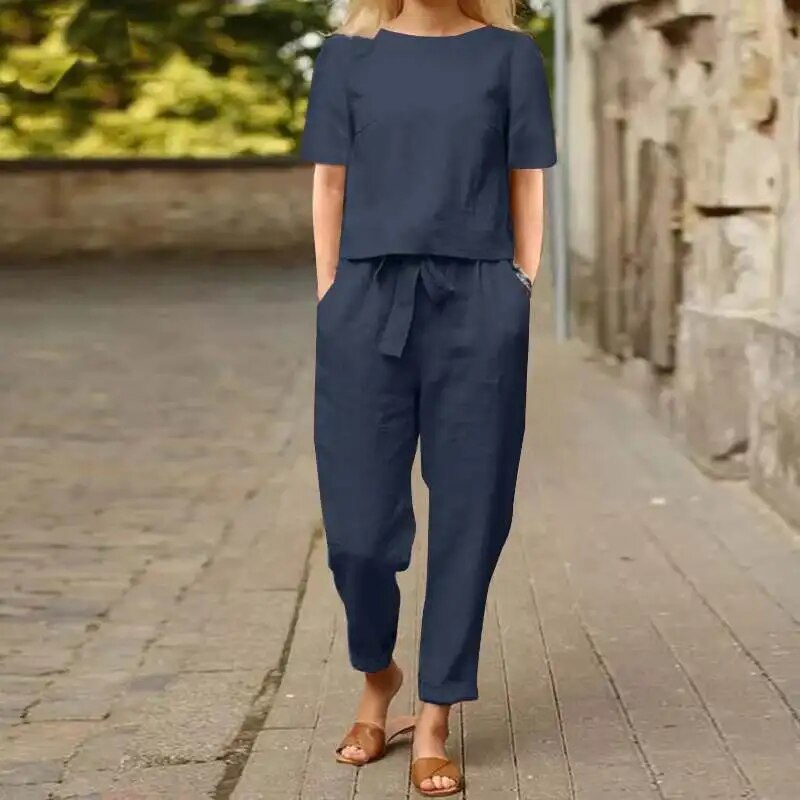 Madeleine - Elegantes und Bequemes Zweiteiliges Leinen-Set für Damen