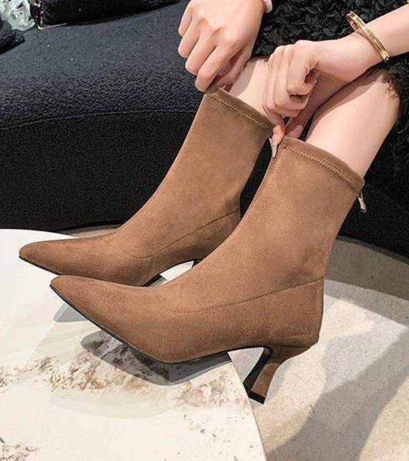 Sanduni - Leder Stiefelette Mit Mittlerem Absatz