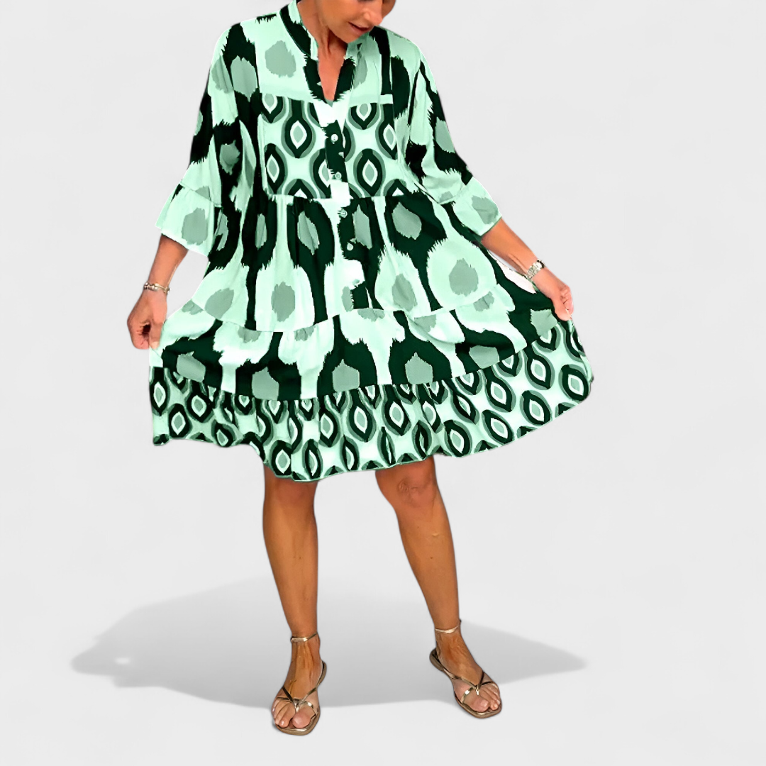 Suciana – Boho Drucken Kleid mit V-Ausschnitt