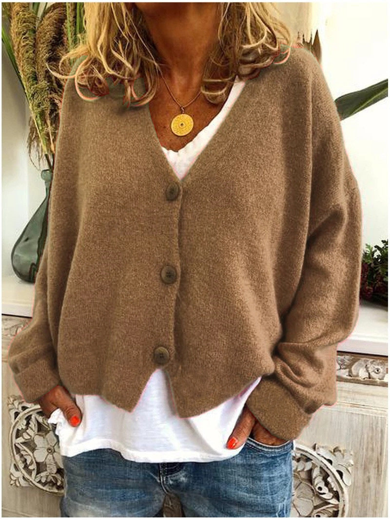 Strickjacke für Damen, Dicker Strick und lässiger Schnitt - Elvarine