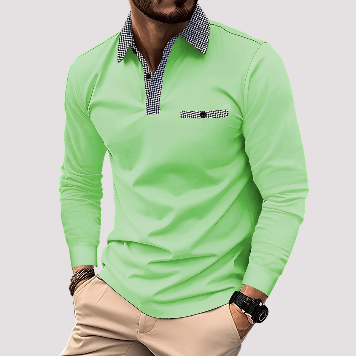Aidan - Stilvolles Langarm-Poloshirt für Herren