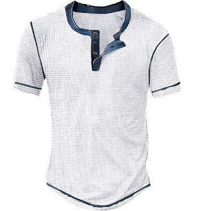Lässiges Henley Oberteil Im Retro Farbblock Stil für Herren