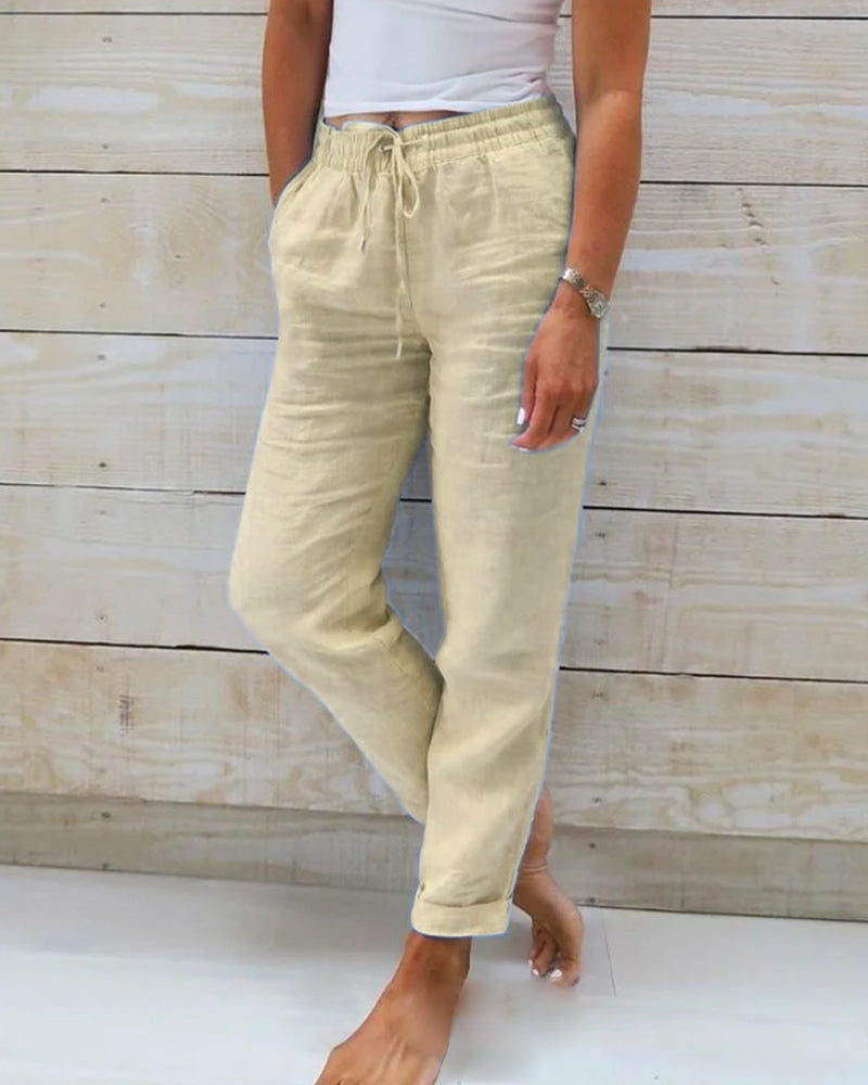 Adelina™ - Hose mit Gummizug aus Baumwolle und Leinen