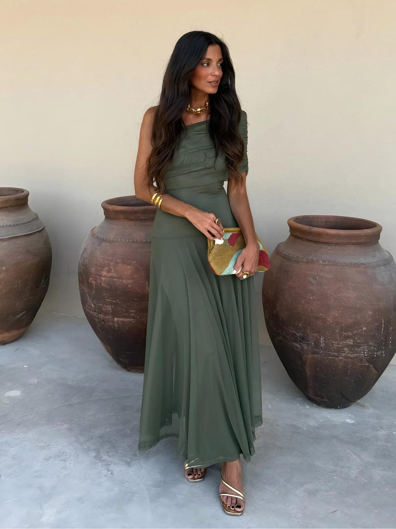 Dainia – Ein-Schulter-Maxikleid Aus Netz