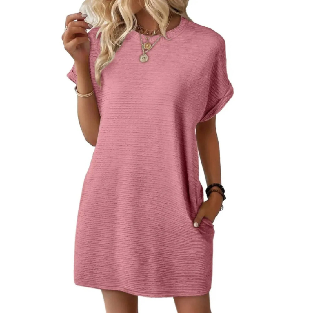 Clariss | Damen T-Shirt Kleid Kurzarm Rundhals Mini Sommer
