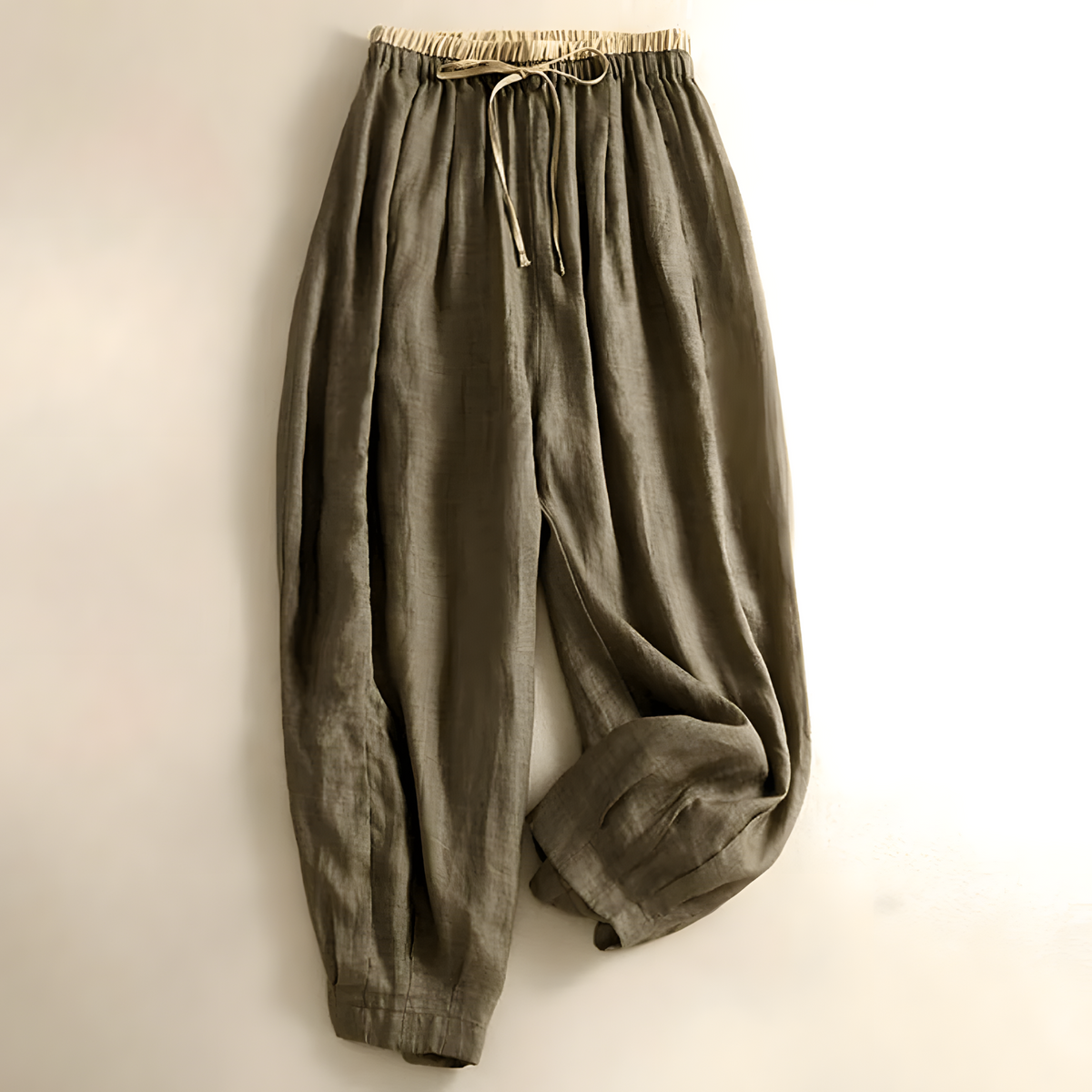 Yndira | Damen Leinenhose Oliv Natürlich Komfort Sommer