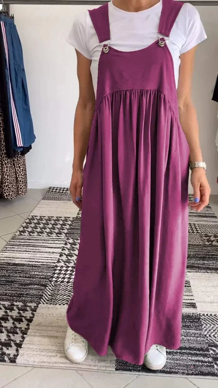 Regla - Lockeres Kleid Aus Baumwolle Und Leinen Mit Hosenträgern