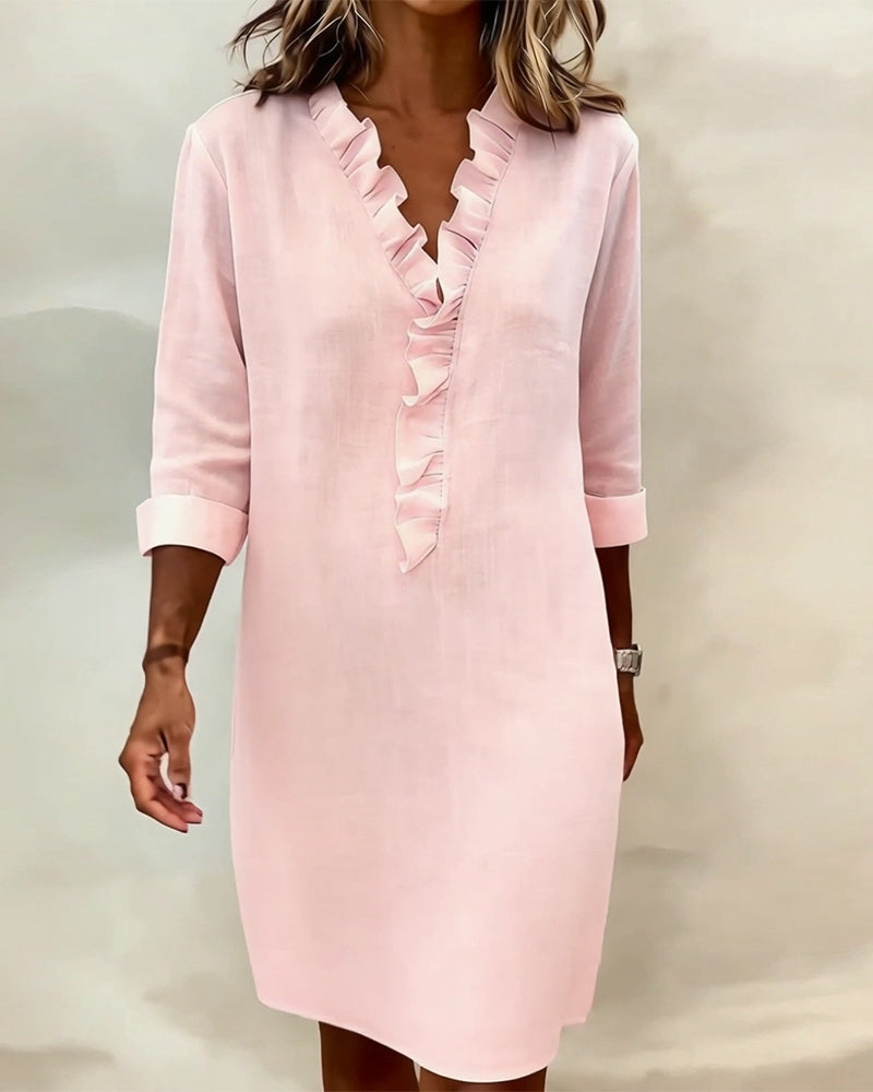 Dorelle - Luftiges Rüschen-Shirtkleid aus Leinen-Mix