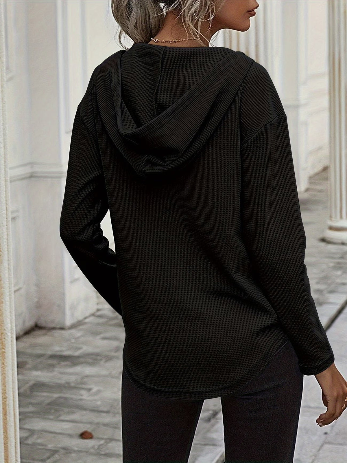 Seonie – Langarm Kapuzenpulli Mit V-ausschnitt