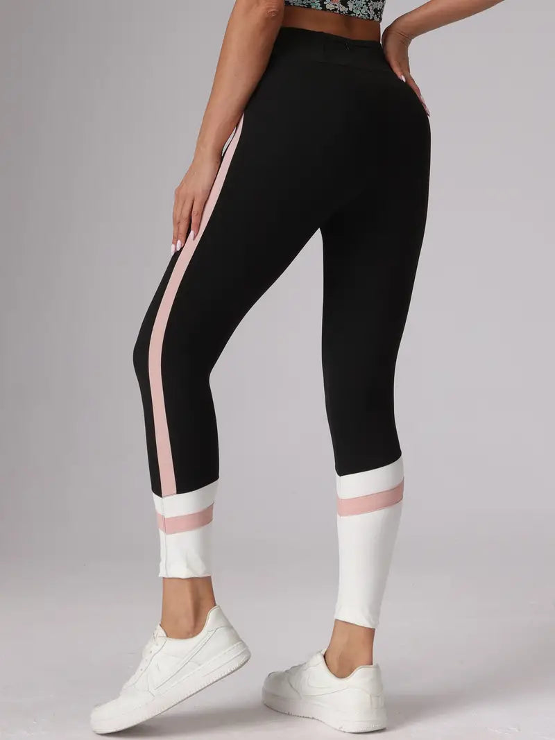 Gestreifte Seiten | Colorblock-Fitness-Leggings