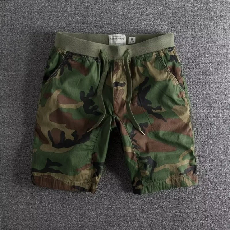 Dax | Herren Camo-Shorts Elastikbund Kurze Hose Sommer