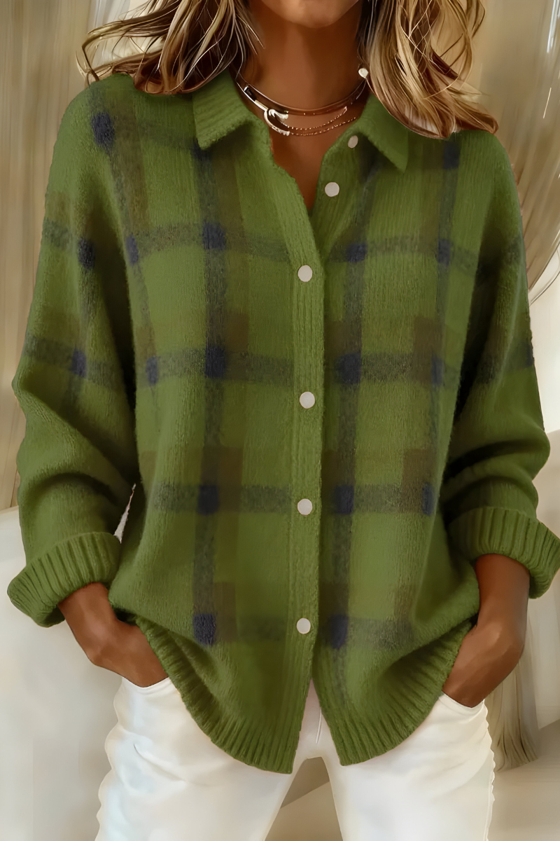 Anna – Weiche Strickjacke mit Karomuster