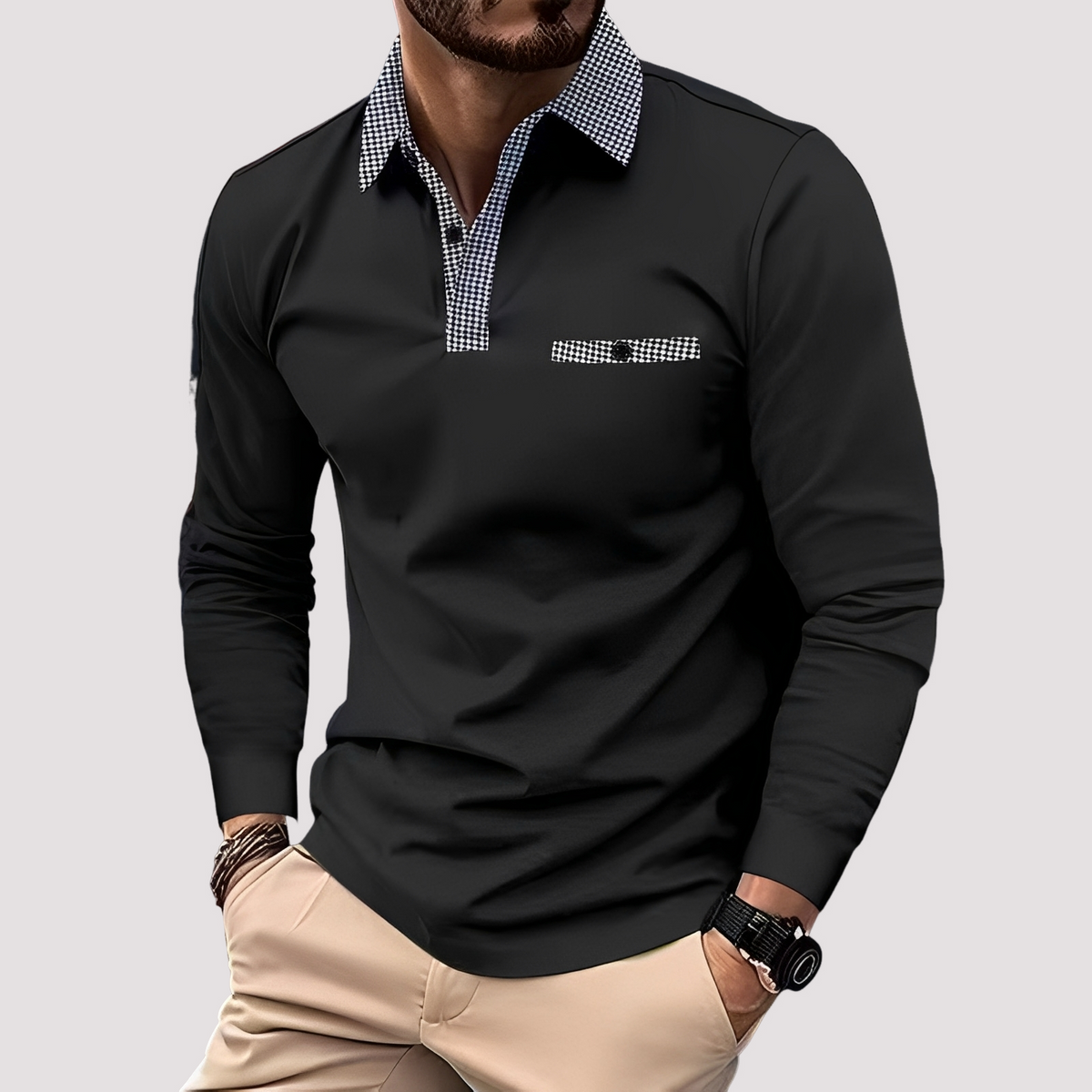 Aidan - Stilvolles Langarm-Poloshirt für Herren