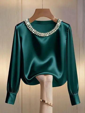 Avara - Elegante perlenbesetzte Bluse