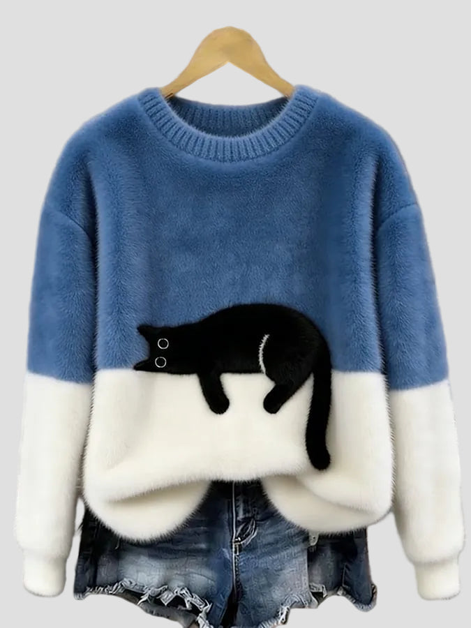 Luna | Damenpullover mit Katzenmotiv