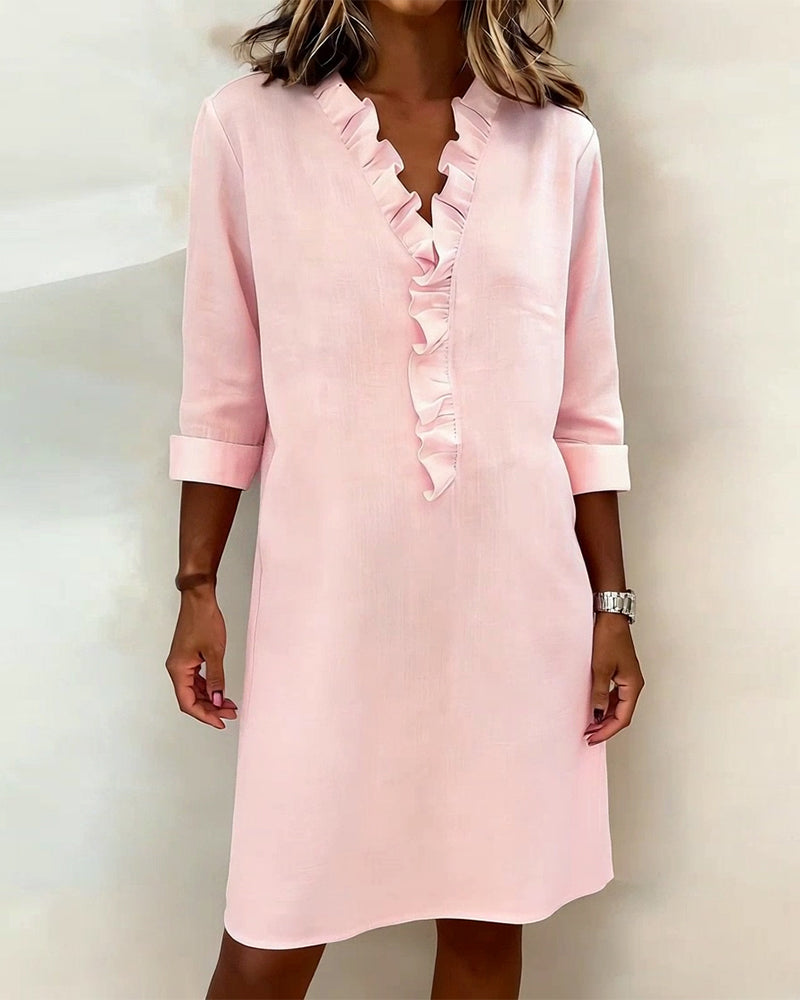 Dorelle - Luftiges Rüschen-Shirtkleid aus Leinen-Mix