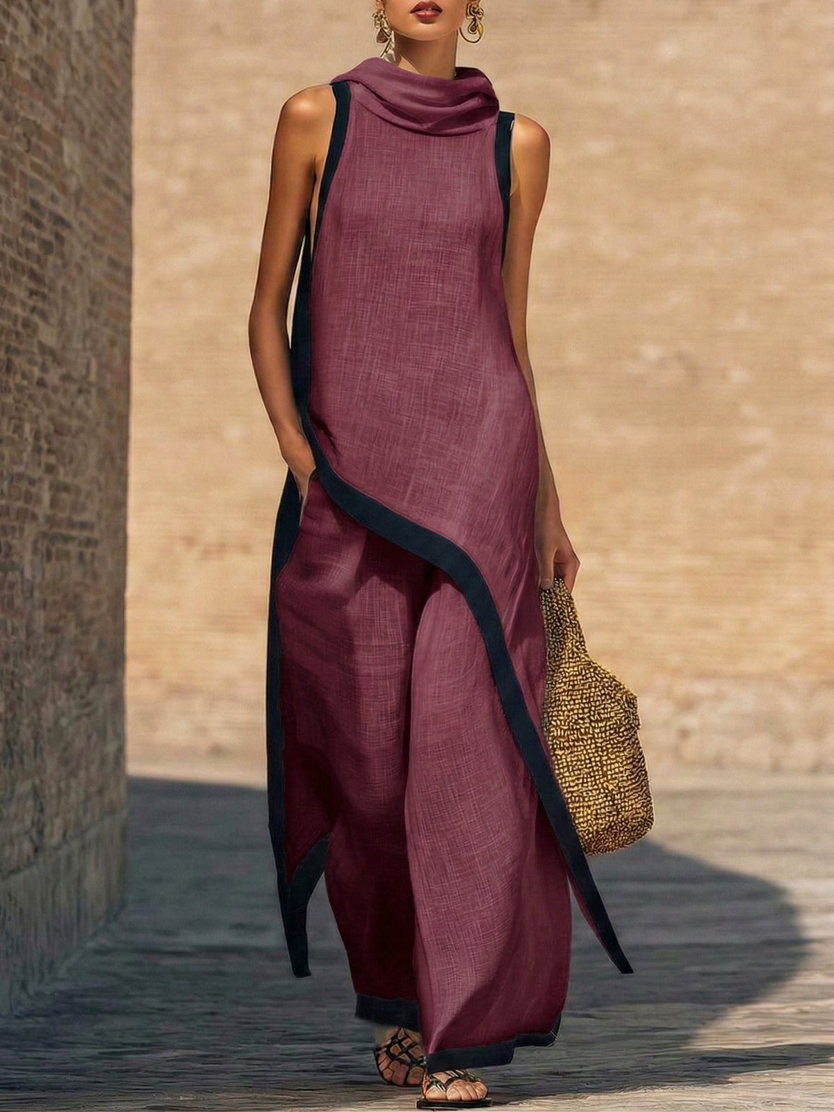 Maranta - Set aus asymmetrischer Tunika und Wide-Leg-Hose